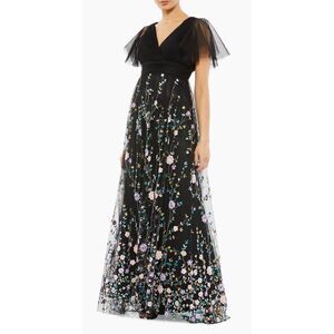 Mac Duggal Embellished Illusion V-Neck Gown NEW NWT